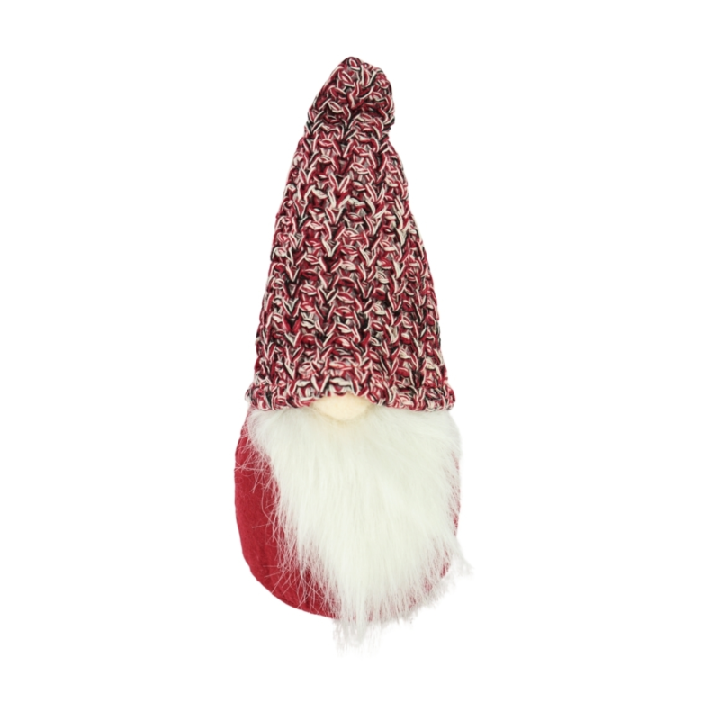 Kabouter Kerst rood met gemeleerde muts 25 cm