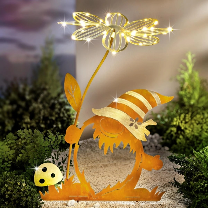 Tuinsteker kabouter LED op batterij 51 cm