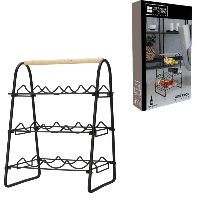 Trends4You Weinregal Metall 9 Flaschen 46 cm