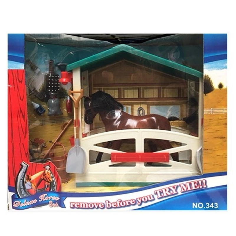 Speelgoed paard in stal