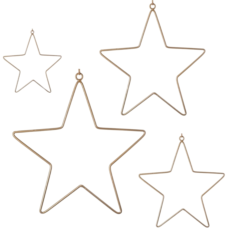 Hanger sterren Kerst goudkleurig 30 cm set van 4