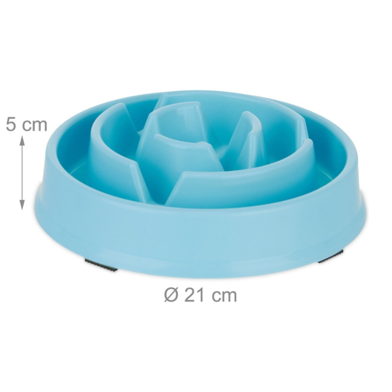 Relaxdays honden anti-schrok voerbak ronde schotten blauw 21 cm