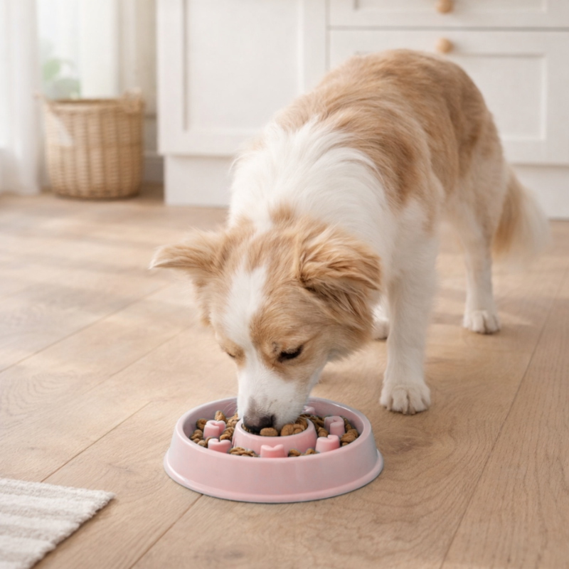 Relaxdays honden anti-schrok voerbak hartjes roze 19,5 cm