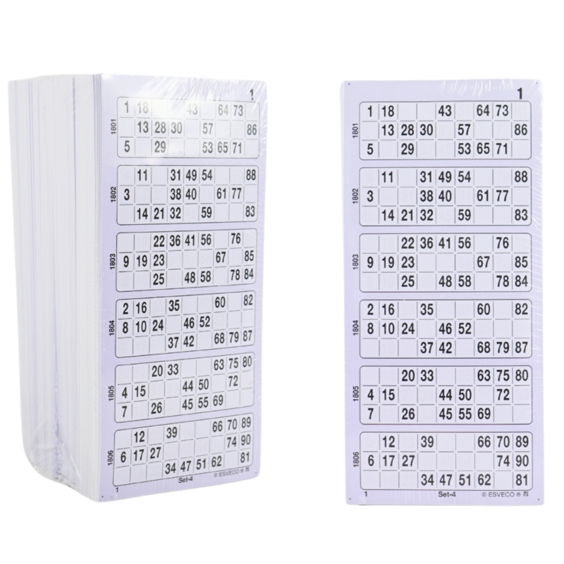 400216 Bingokaarten 1-90 ongeperforeerd 11 dik enkel