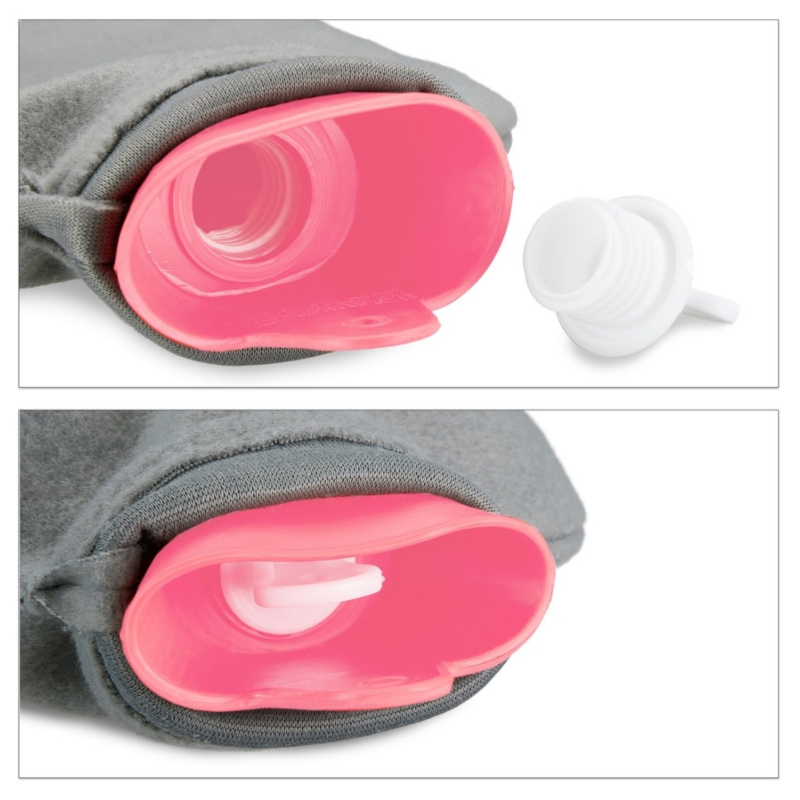 Relaxdays warmwater kruik met hoes roze/grijs 1,5 L