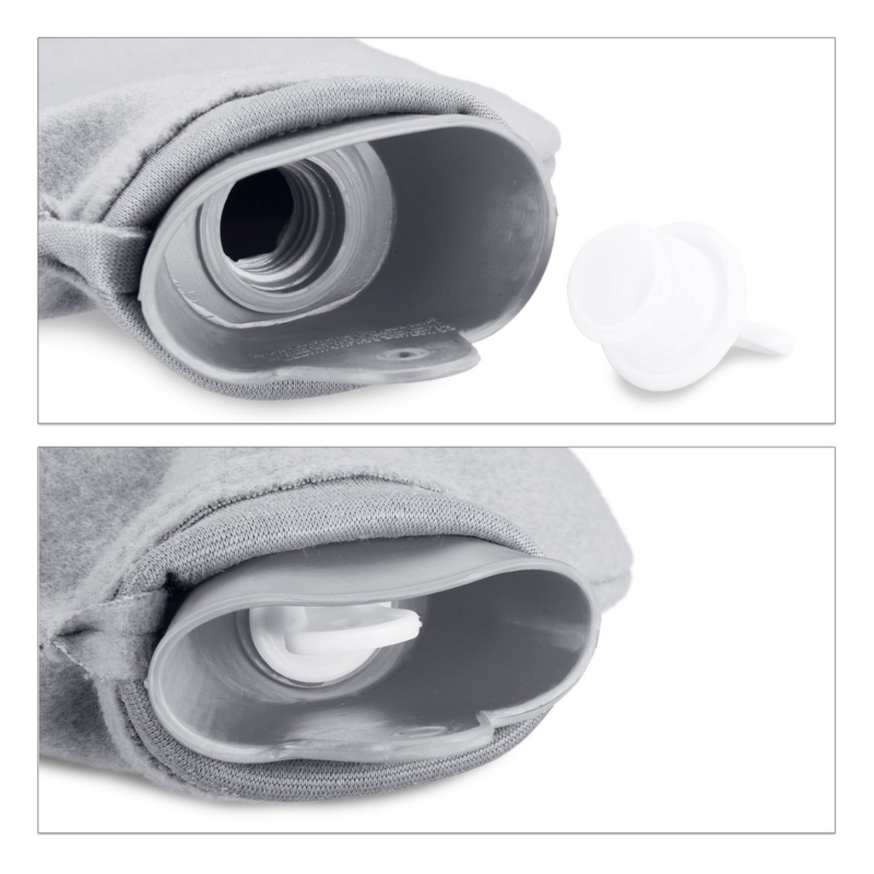 Relaxdays warmwater kruik met hoes grijs 2 L