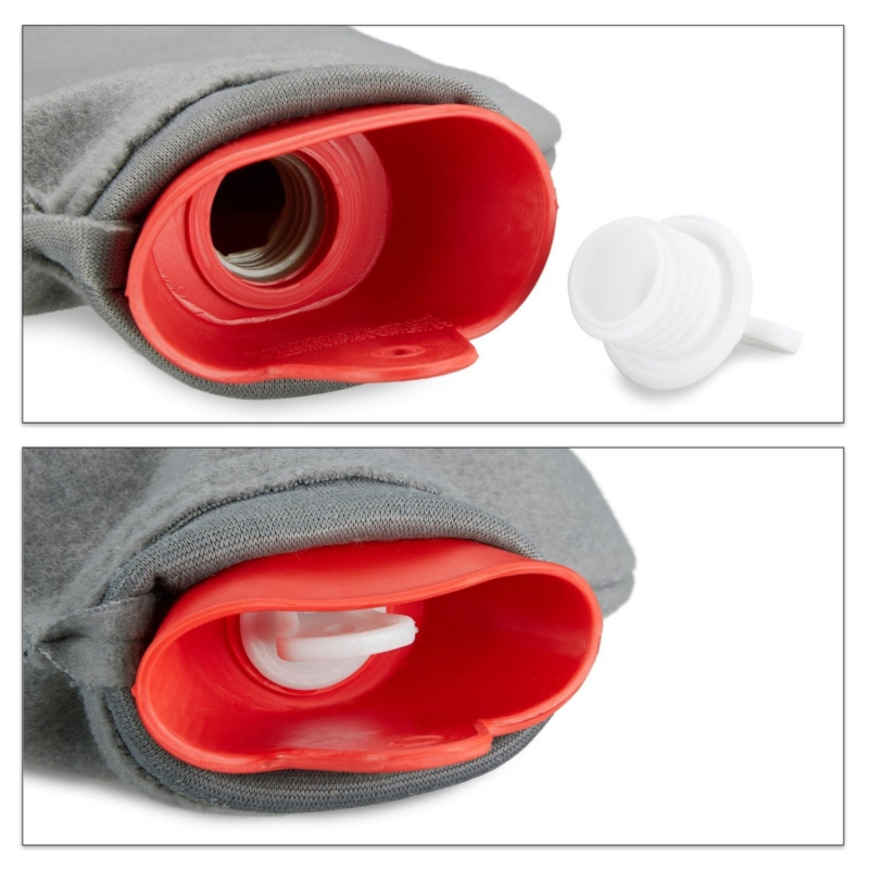 Relaxdays warmwater kruik met hoes rood/grijs 1,5 L