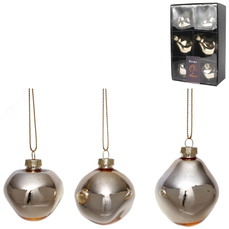 Xmas by Moos kerstballen champagne 8 cm 6 stuks