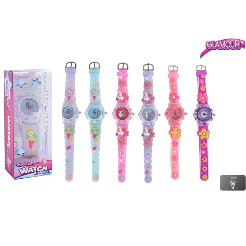 Glamour horloge Unicorn met licht kids