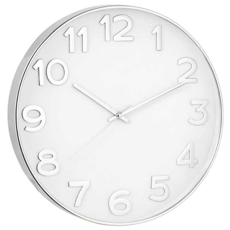 J-Line Wanduhr weiss/silberfarben 40 cm