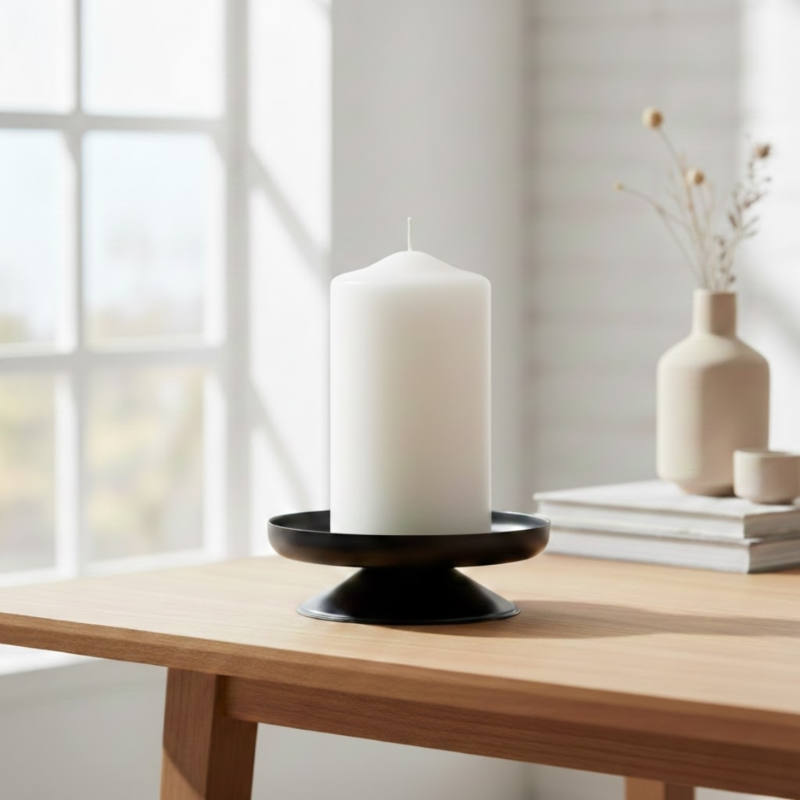 (R) Spaas kaarsenhouder metaal zwart 9 cm