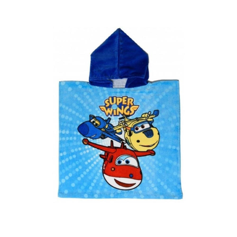 Super Wings Badhanddoek blauw poncho 100 cm