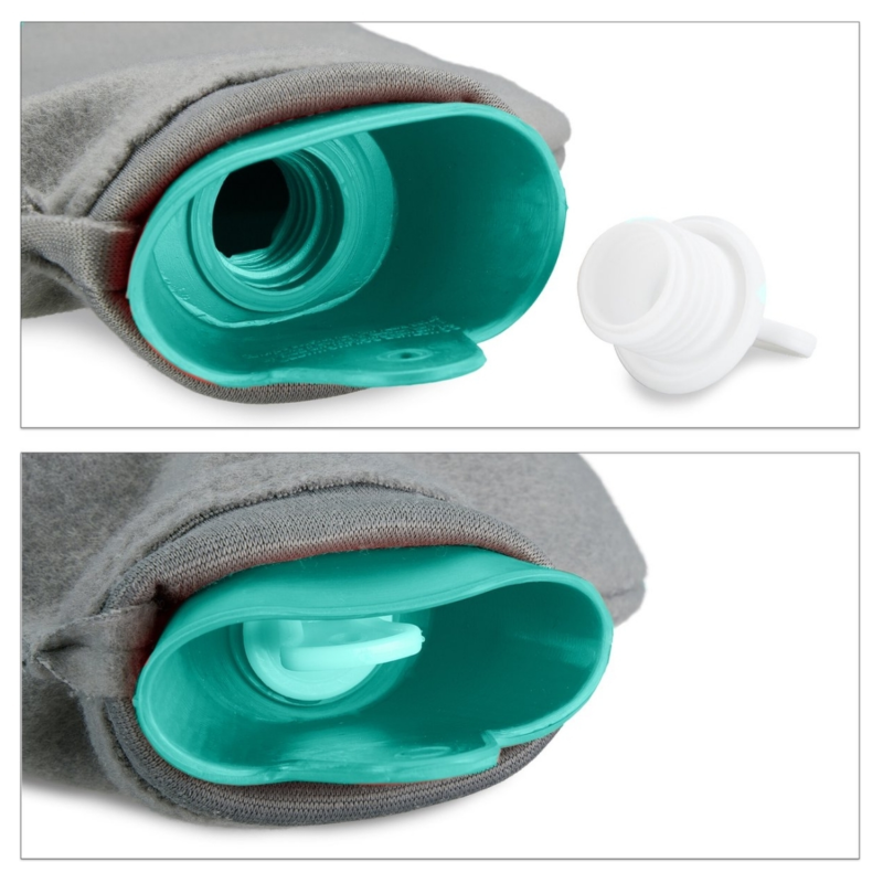 Relaxdays warmwater kruik met hoes turquoise/grijs 1,5 L