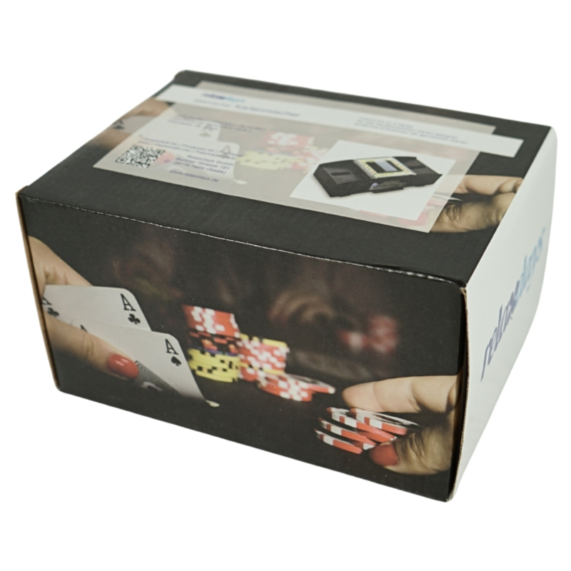 Relaxdays kaartenschudmachine op batterij zwart 4 decks