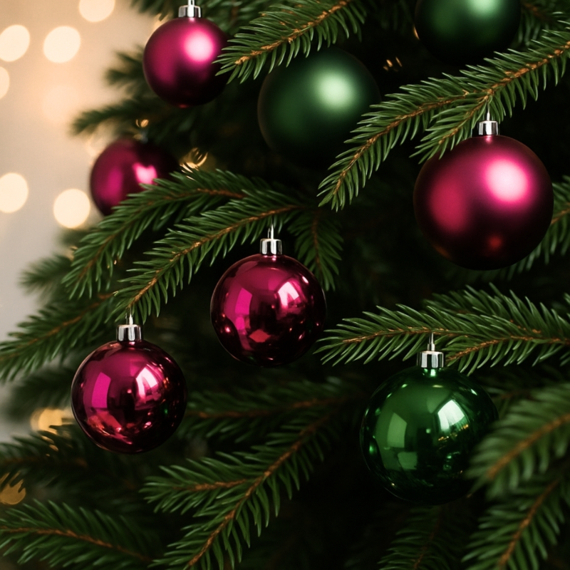 Kerstballen shatterproof paars/groen 44 stuks