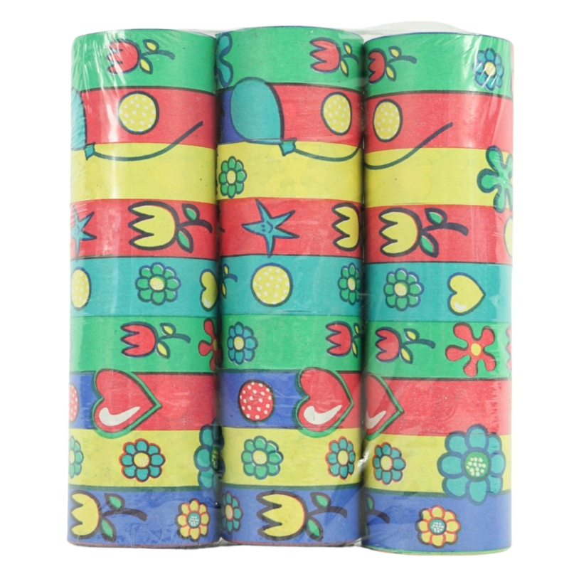 Serpentines bloemen/sterren 4 meter set van 3