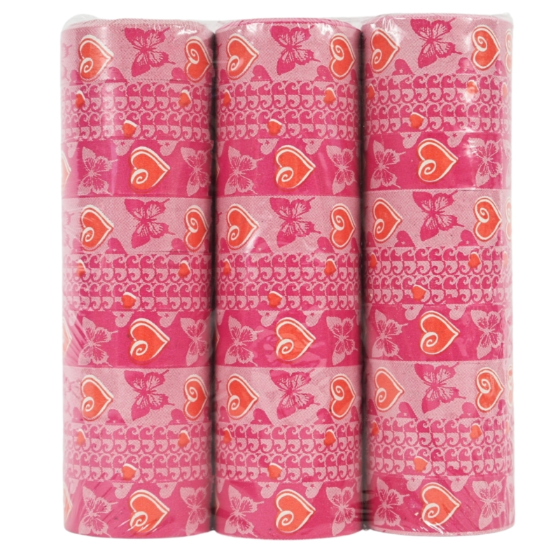 Serpentines hartjes roze 4 meter set van 3