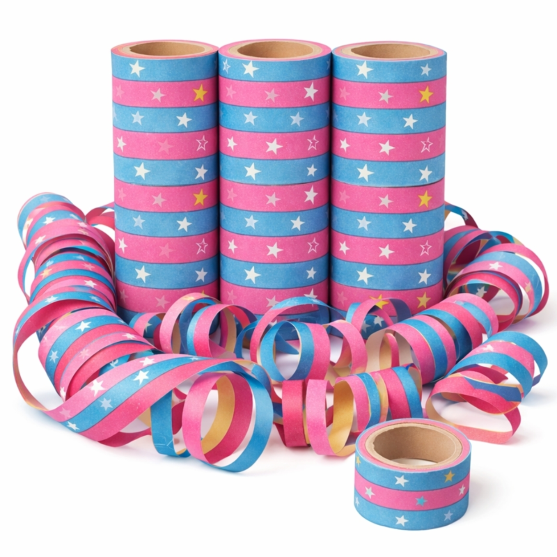 Serpentines roze/blauw 4 meter set van 3