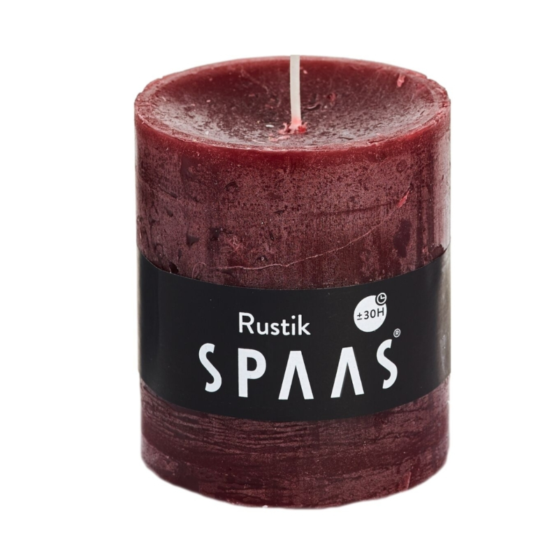 (R) Spaas stompkaars rustiek wijnrood 7 x 8 cm
