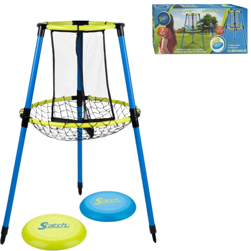 Scatch Frisbee gooispel blauw/geel 54 x 90 cm