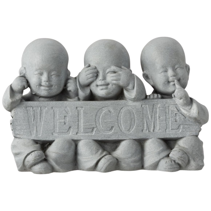 J-Line beeld Monnik Welcome grijs 42 cm