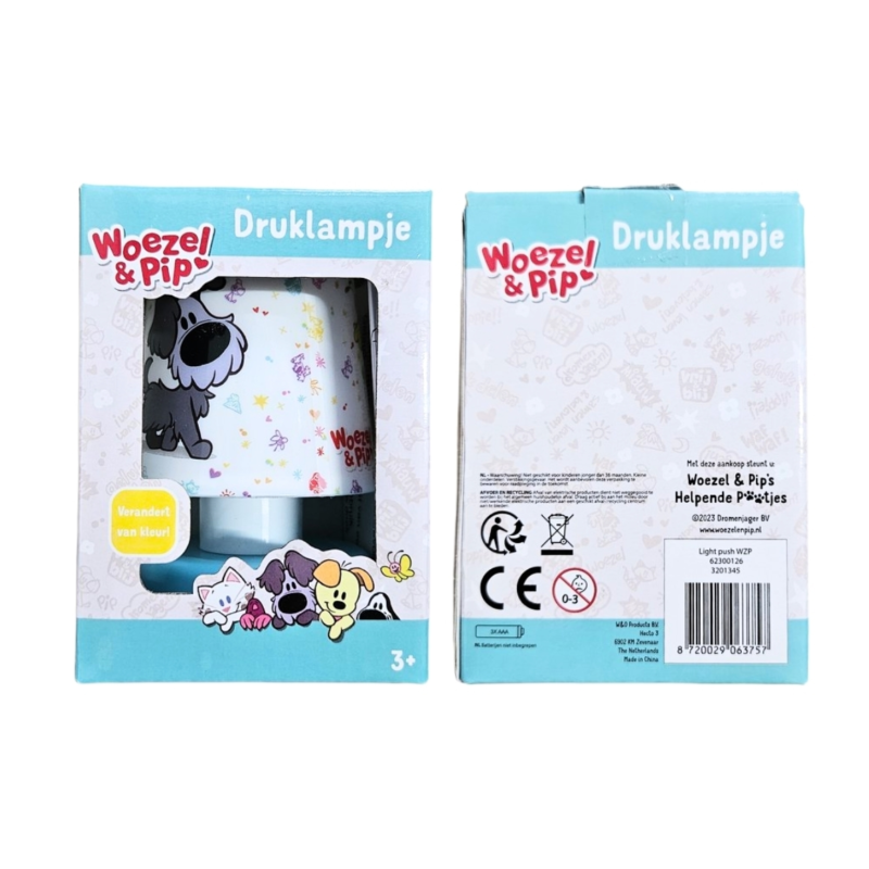 Woezel & Pip push lamp op batterij 12 cm