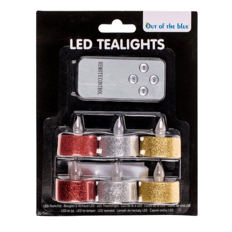 Out of the Blue theelicht LED glamour op batterij set van 6