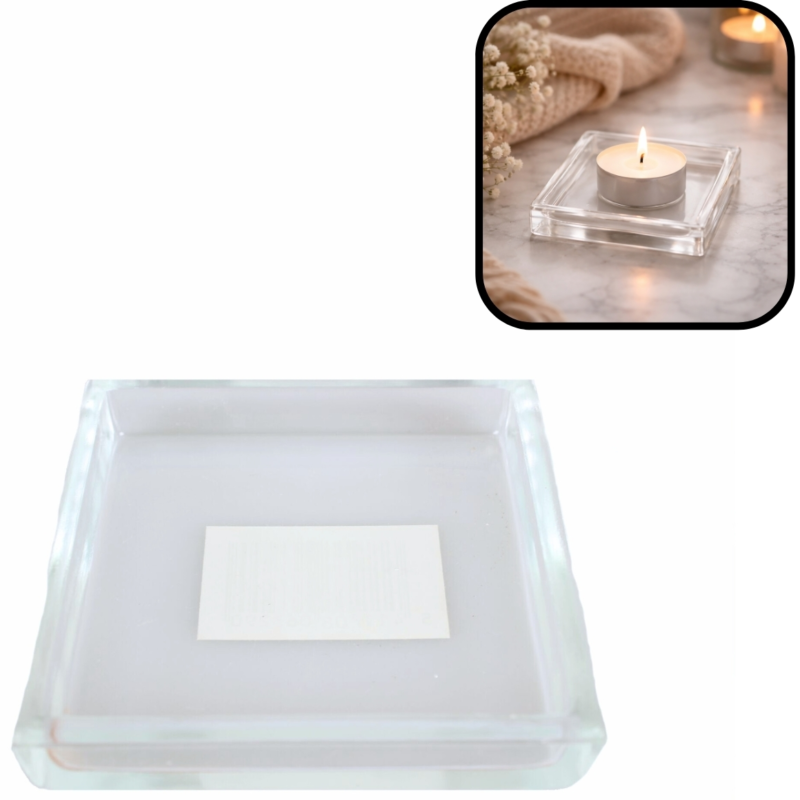 (R) Spaas theelichthouder schaal transparant 8 cm