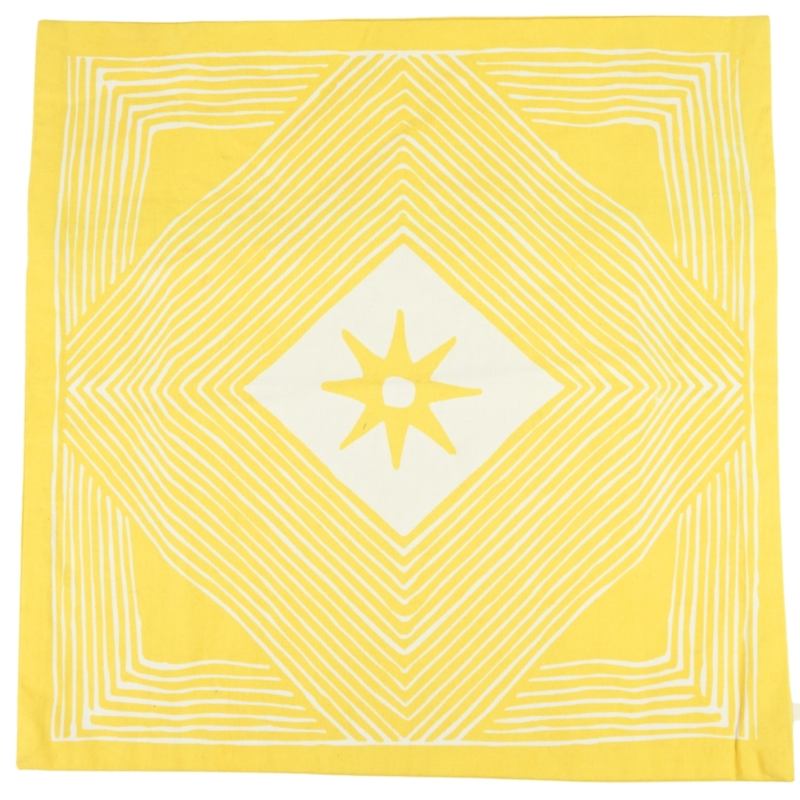 Fair Trade kussenhoes Tribal geel 45 x 45 cm