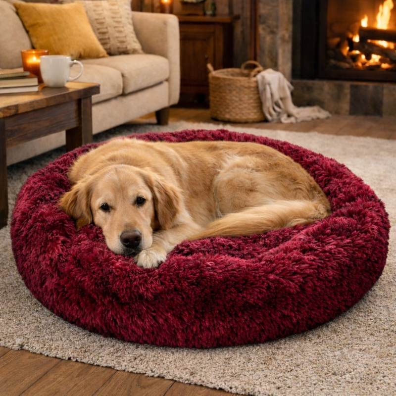 Hondenmand XL Donut bordeaux 100 cm