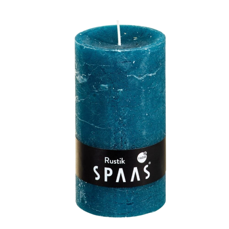 (R) Spaas stompkaars Rustic turquoise 7 x 13 cm