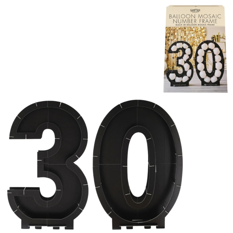 Ginger Ray ballon mozaiek 30 cijfer zwart 83 cm