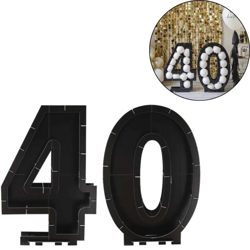 Ginger Ray ballon mozaiek 40 cijfer zwart 84 cm