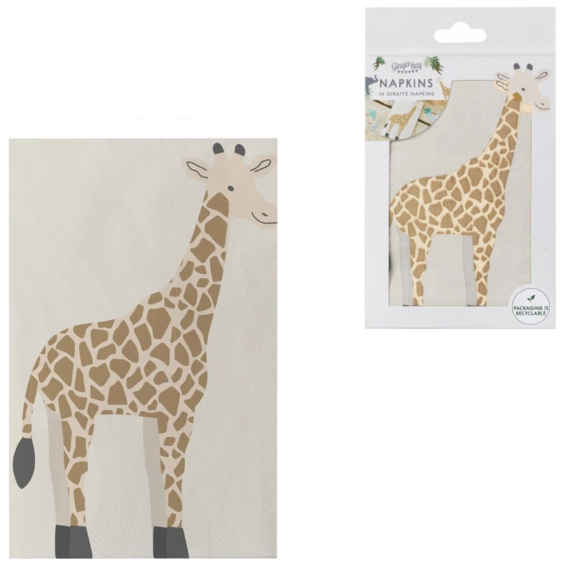 Ginger Ray servetten giraffe 22 x 33 cm 16 stuks