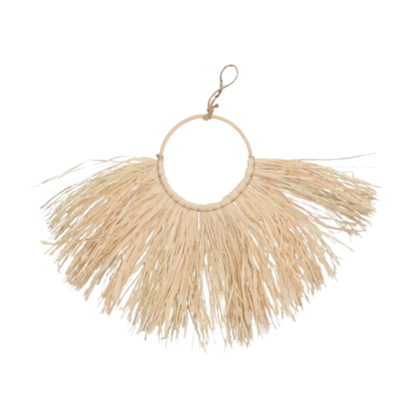 Wanddecoratie Raffia Boho naturel 60 cm