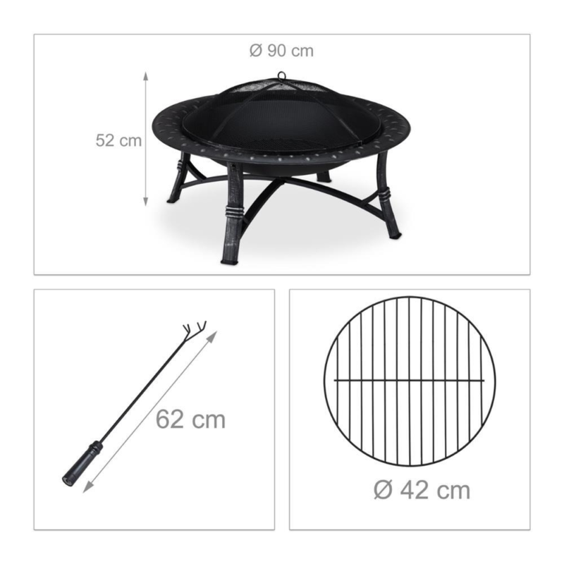 Relaxdays vuurschaal XXL zwart 90 cm