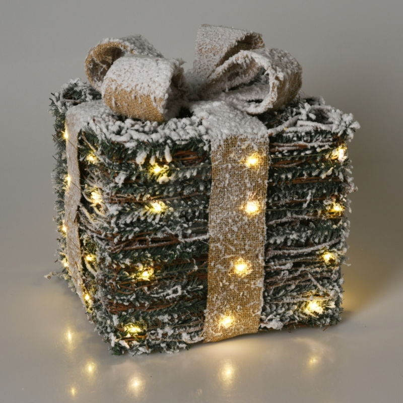 Cadeaudoos met LED verlichting op batterij 26 cm set van 3