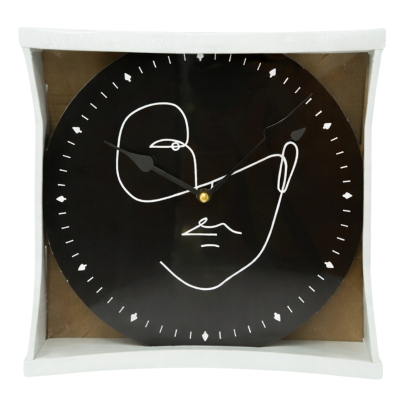 Noor Living wandklok Face zwart 29 cm