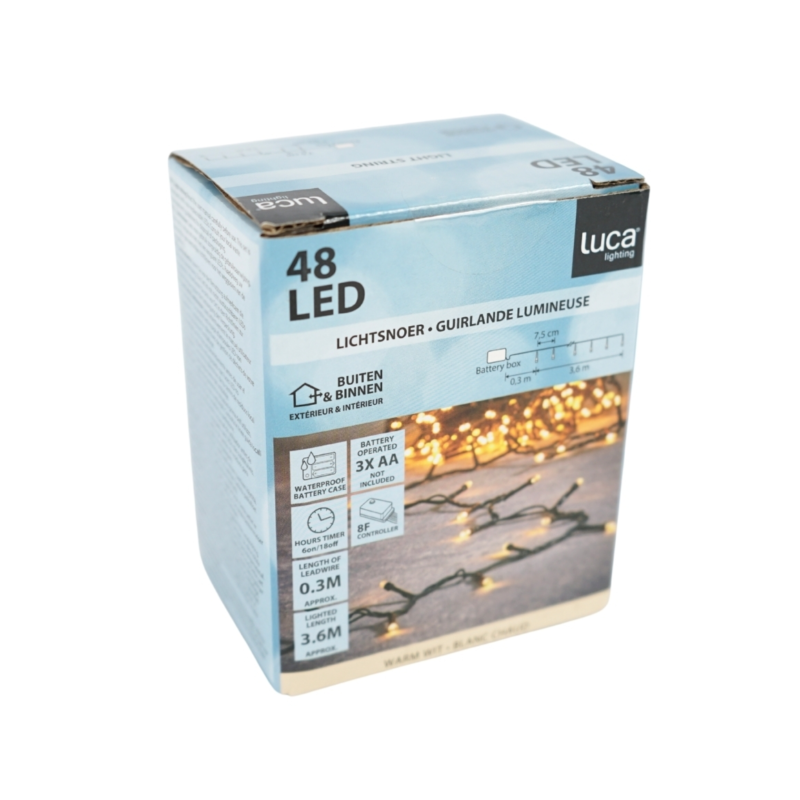 Lichtketting 48 LED op batterij warm wit 3,6 m