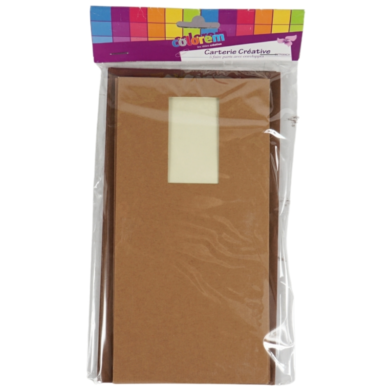 Uitnodigingskaarten en enveloppen bruin 5 stuks