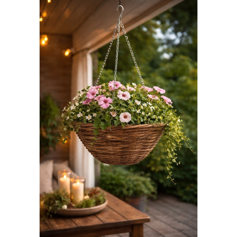 Hangende bloempot Rotan bruin 35 cm