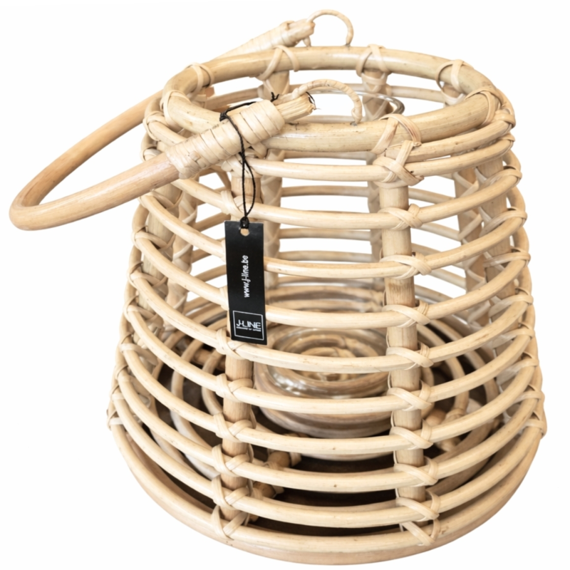 J-Line lantaarn Ellen bamboe naturel 29 cm