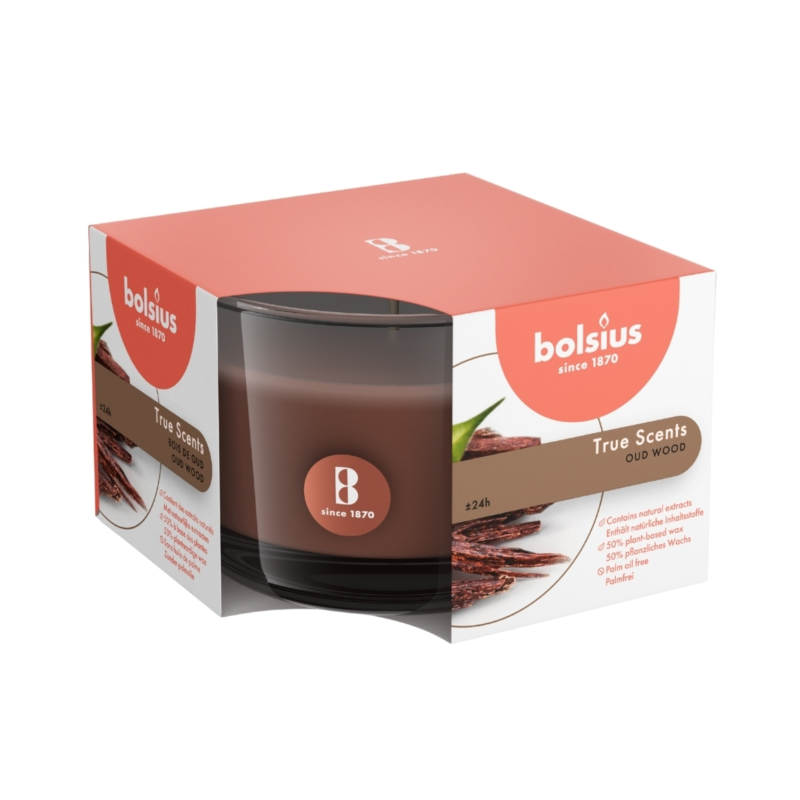 Bolsius geurkaars in glas Wood 6 x 9 cm