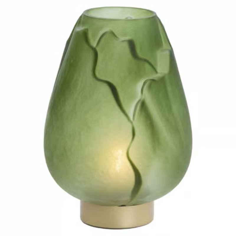 Light & Living tafellamp Ginny LED op batterij groen goud 27 cm