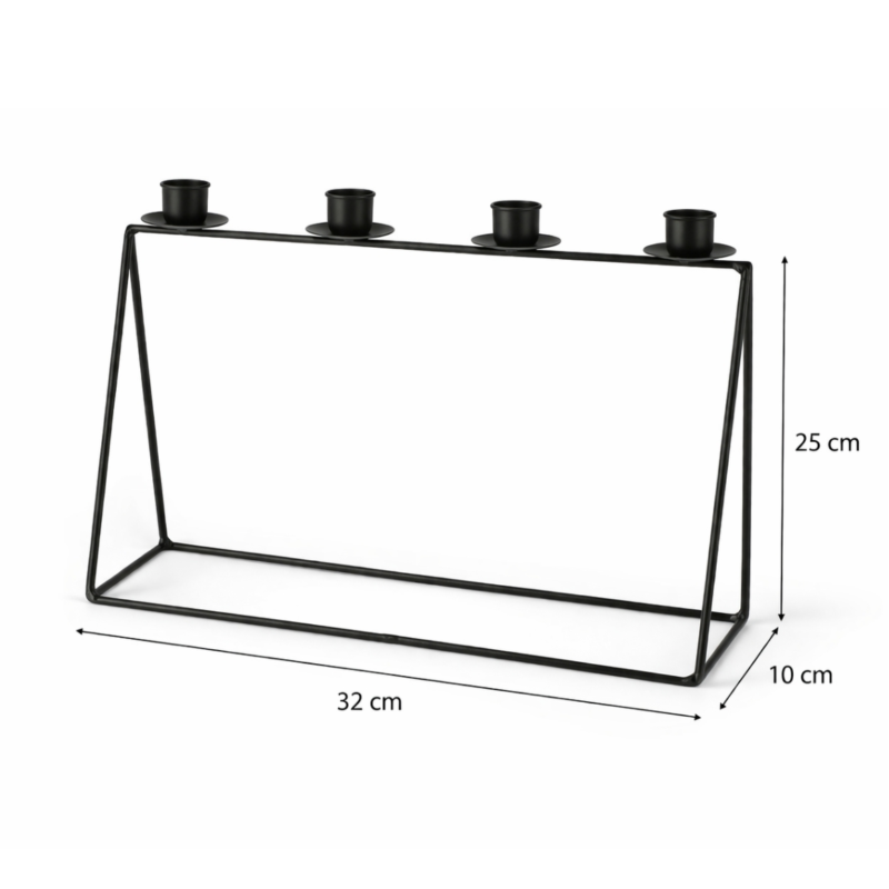 Kandelaar Modern frame zwart 32 cm