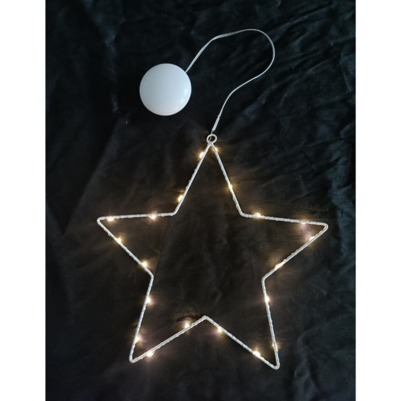 Lex ster met LED verlichting op batterij wit 30 cm