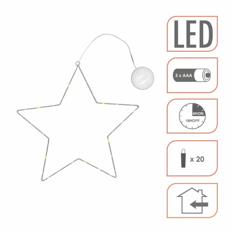 Lex ster met LED verlichting op batterij wit 30 cm