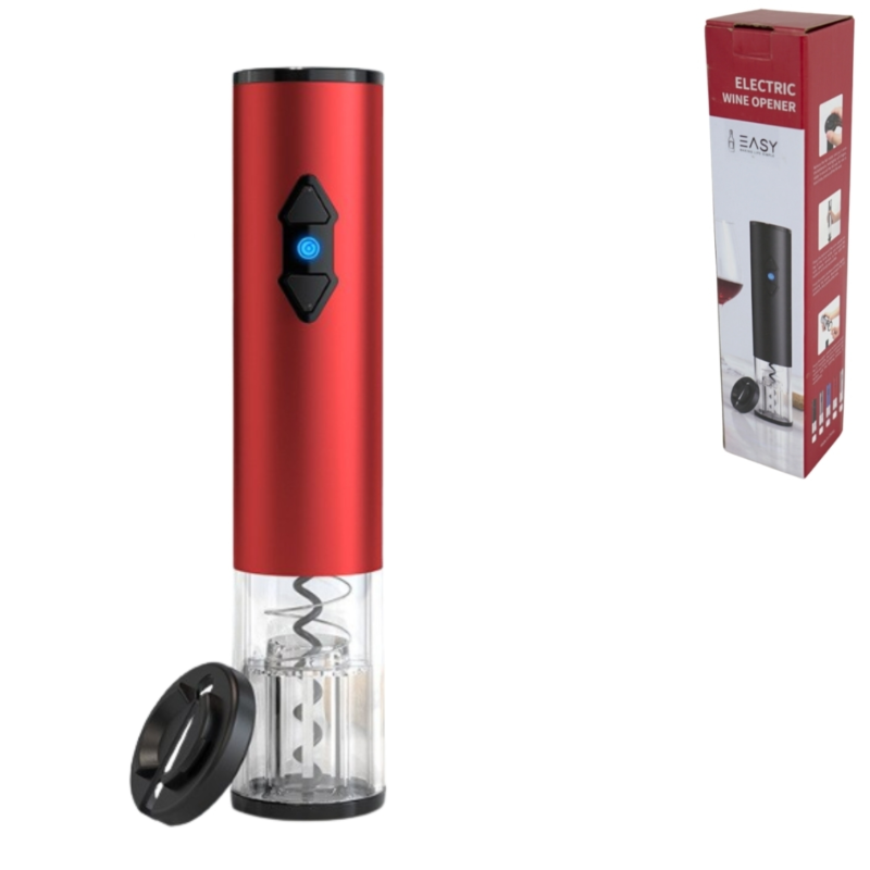 Elektrische kurkentrekker op batterij rood 23 cm