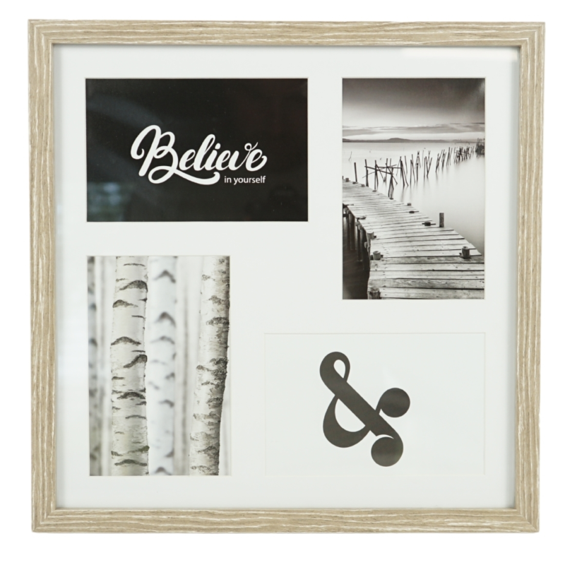 Fotolijst 4 fotos met passe partout bruin 10 x 15 cm