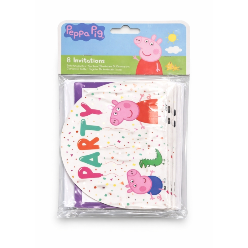 Amscan uitnodigingen met envelop Peppa Pig set van 8